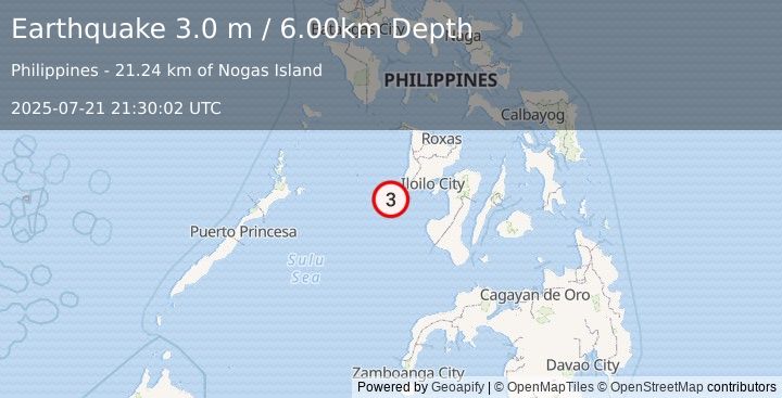 Earthquake PANAY, PHILIPPINES (3.0 m) (2025-07-21 21:30:02 UTC)