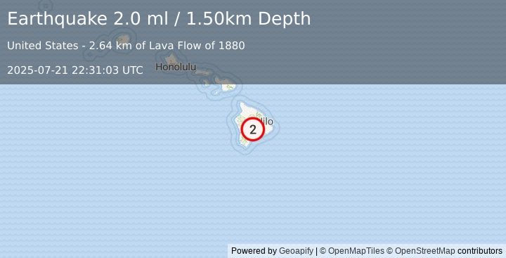 Earthquake ISLAND OF HAWAII, HAWAII (2.0 ml) (2025-07-21 22:31:03 UTC)