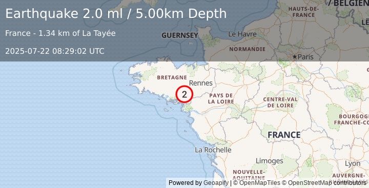 Earthquake FRANCE (2.0 ml) (2025-07-22 08:29:02 UTC)