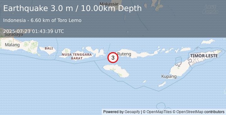 Earthquake FLORES REGION, INDONESIA (3.0 m) (2025-07-23 01:43:39 UTC)