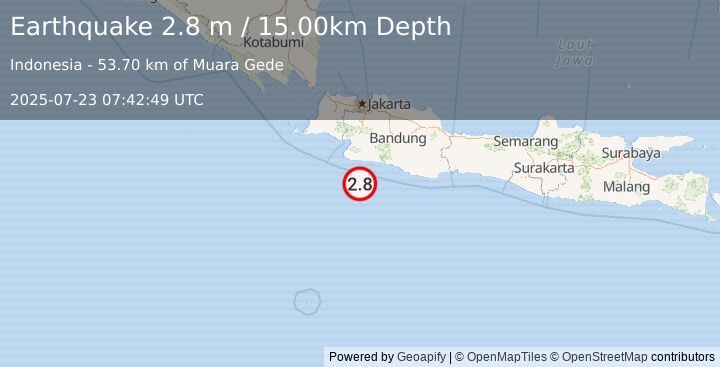 Earthquake JAVA, INDONESIA (2.8 m) (2025-07-23 07:42:49 UTC)