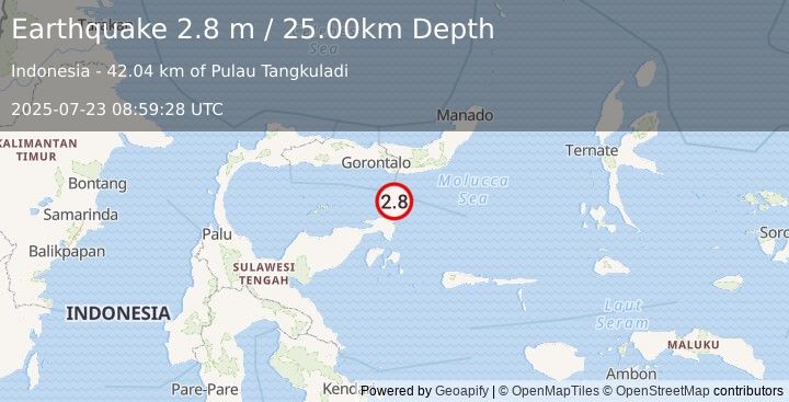 Earthquake SULAWESI, INDONESIA (2.8 m) (2025-07-23 08:59:28 UTC)
