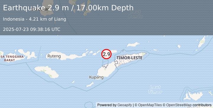 Earthquake KEPULAUAN ALOR, INDONESIA (2.9 m) (2025-07-23 09:38:16 UTC)