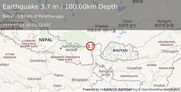 Earthquake NEPAL (3.7 m) (2025-07-23 18:02:13 UTC)