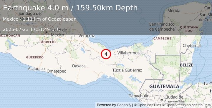 Earthquake VERACRUZ, MEXICO (4.0 m) (2025-07-23 17:51:49 UTC)