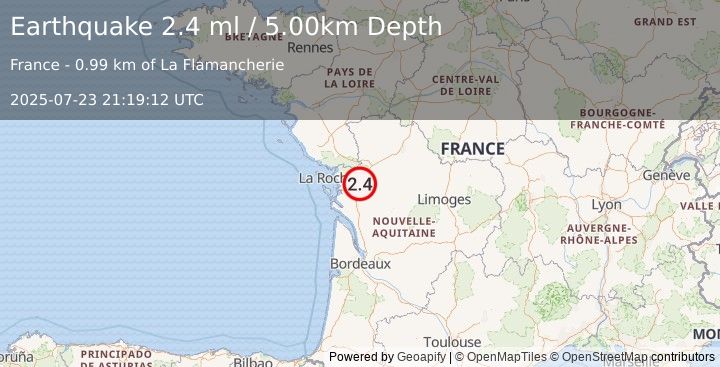 Earthquake FRANCE (2.4 ml) (2025-07-23 21:19:12 UTC)