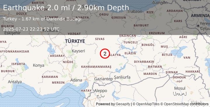 Earthquake CENTRAL TURKEY (2.0 ml) (2025-07-23 22:23:52 UTC)