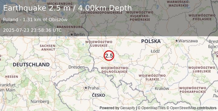 Earthquake POLAND (2.5 m) (2025-07-23 23:58:36 UTC)
