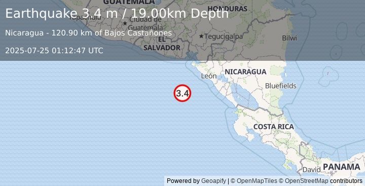 Earthquake OFF COAST OF CENTRAL AMERICA (3.4 m) (2025-07-25 01:12:47 UTC)