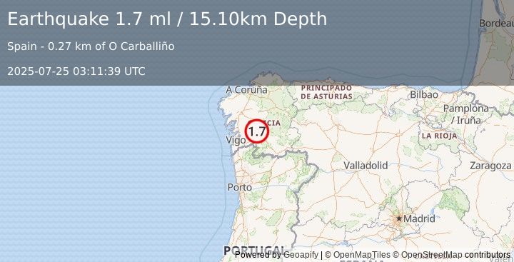 Earthquake SPAIN (1.7 ml) (2025-07-25 03:11:39 UTC)