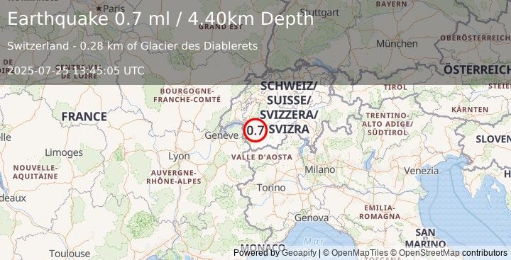 Earthquake SWITZERLAND (0.7 ml) (2025-07-25 13:45:05 UTC)
