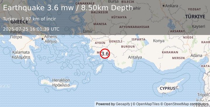 Earthquake WESTERN TURKEY (3.6 mw) (2025-07-25 16:01:39 UTC)