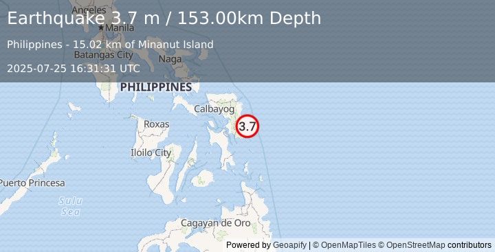 Earthquake SAMAR, PHILIPPINES (3.7 m) (2025-07-25 16:31:31 UTC)