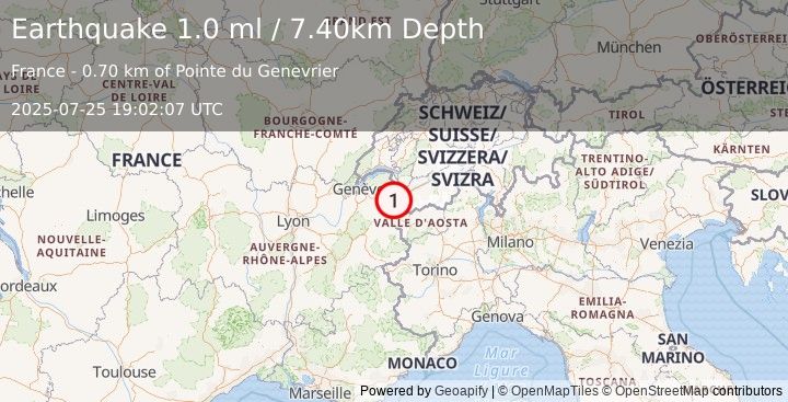 Earthquake FRANCE (1.0 ml) (2025-07-25 19:02:07 UTC)