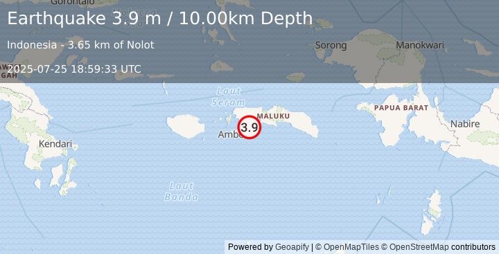 Earthquake SERAM, INDONESIA (3.9 m) (2025-07-25 18:59:33 UTC)
