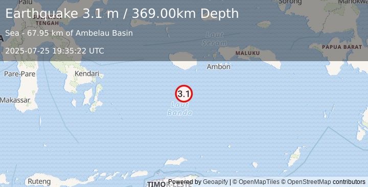 Earthquake BANDA SEA (3.1 m) (2025-07-25 19:35:22 UTC)