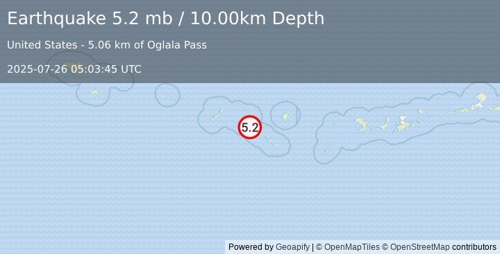 Earthquake RAT ISLANDS, ALEUTIAN ISLANDS (5.4 mw) (2025-07-26 05:03:53 UTC)