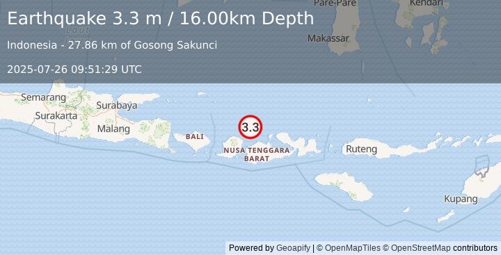 Earthquake BALI SEA (3.3 m) (2025-07-26 09:51:29 UTC)