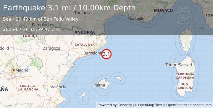 Earthquake SPAIN (3.1 ml) (2025-07-26 15:59:47 UTC)