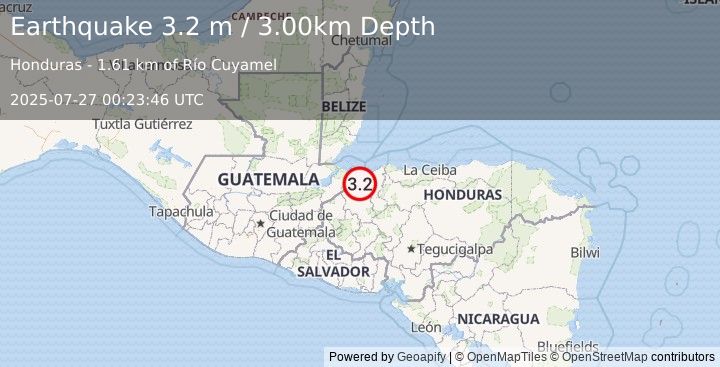 Earthquake HONDURAS (3.2 m) (2025-07-27 00:23:46 UTC)