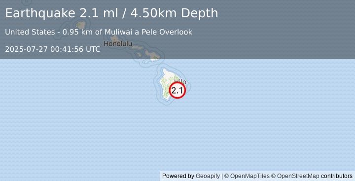 Earthquake ISLAND OF HAWAII, HAWAII (2.2 ml) (2025-07-27 00:42:14 UTC)