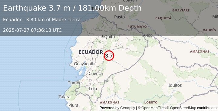 Earthquake ECUADOR (3.7 m) (2025-07-27 07:36:13 UTC)