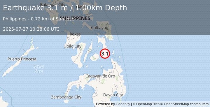 Earthquake LEYTE, PHILIPPINES (3.1 m) (2025-07-27 10:28:06 UTC)