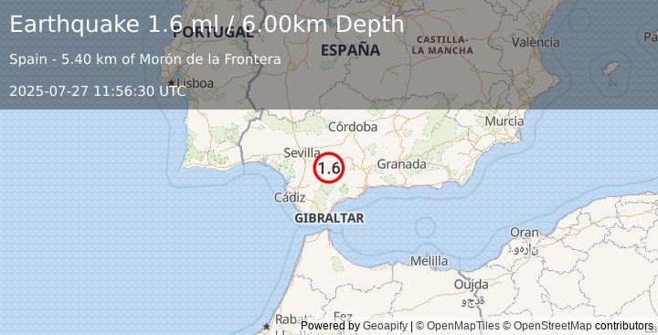 Earthquake SPAIN (1.6 ml) (2025-07-27 11:56:30 UTC)