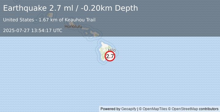 Earthquake ISLAND OF HAWAII, HAWAII (2.7 ml) (2025-07-27 13:54:17 UTC)