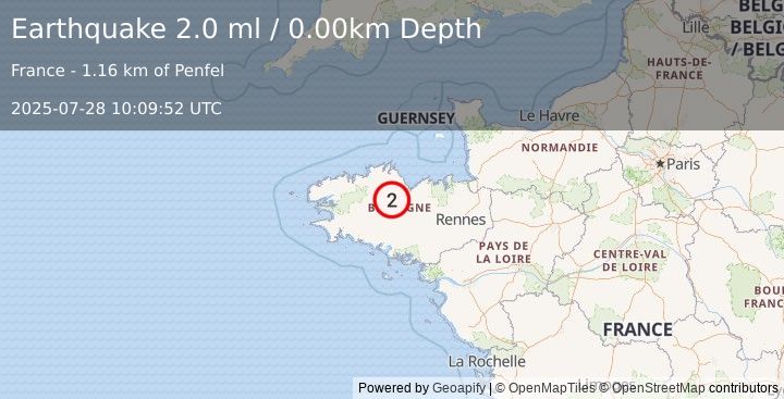 Earthquake FRANCE (2.0 ml) (2025-07-28 10:09:52 UTC)