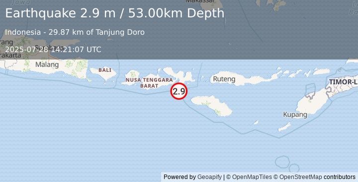 Earthquake SUMBAWA REGION, INDONESIA (2.9 m) (2025-07-28 14:21:07 UTC)