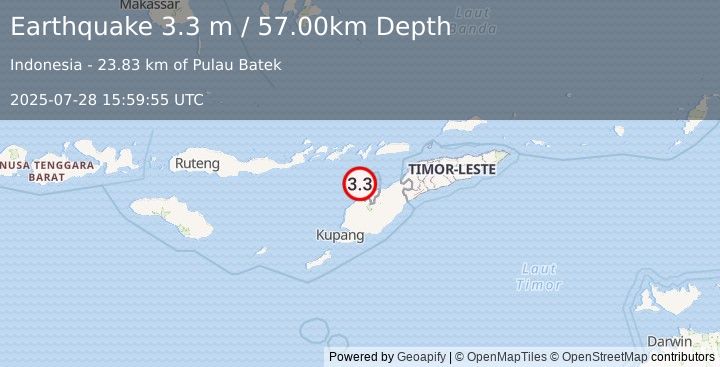 Earthquake TIMOR REGION (3.3 m) (2025-07-28 15:59:55 UTC)