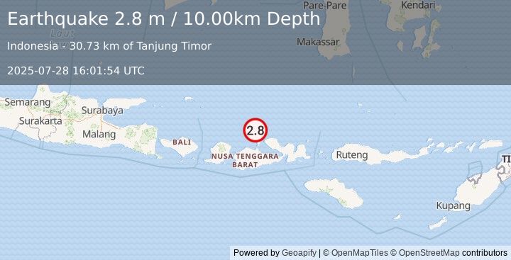 Earthquake BALI SEA (2.8 m) (2025-07-28 16:01:54 UTC)