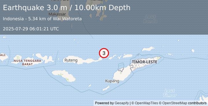 Earthquake FLORES REGION, INDONESIA (3.0 m) (2025-07-29 06:01:21 UTC)