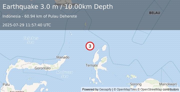 Earthquake MOLUCCA SEA (3.0 m) (2025-07-29 11:57:40 UTC)