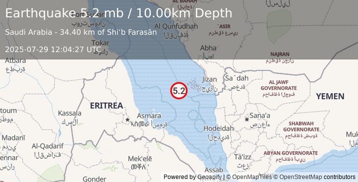 Earthquake RED SEA (5.1 mb) (2025-07-29 12:04:25 UTC)