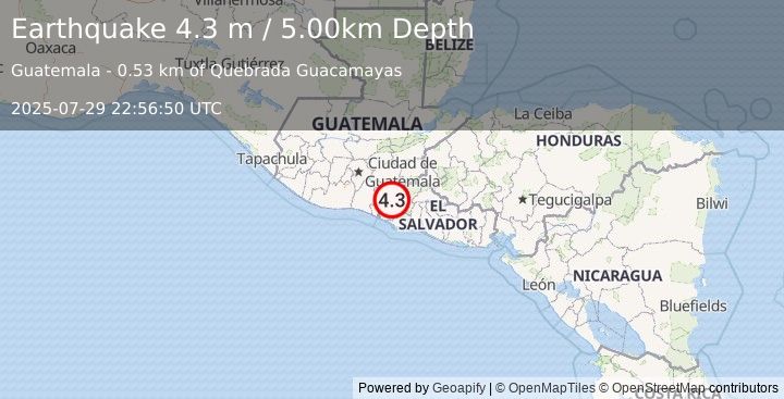 Earthquake GUATEMALA (3.7 m) (2025-07-29 22:56:06 UTC)