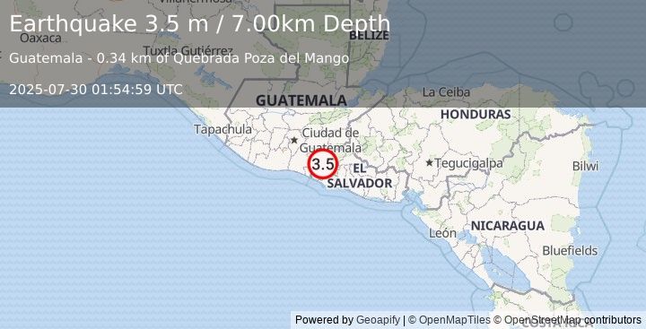 Earthquake GUATEMALA (3.5 m) (2025-07-30 01:54:59 UTC)