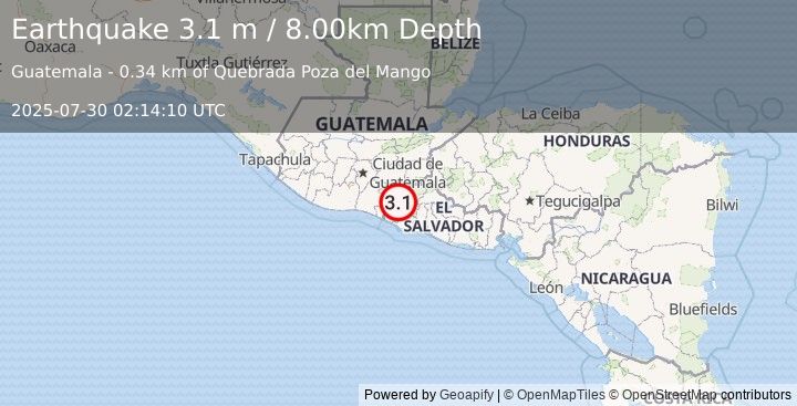Earthquake GUATEMALA (3.1 m) (2025-07-30 02:14:10 UTC)