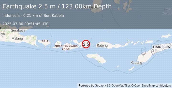 Earthquake SUMBAWA REGION, INDONESIA (2.5 m) (2025-07-30 09:51:45 UTC)