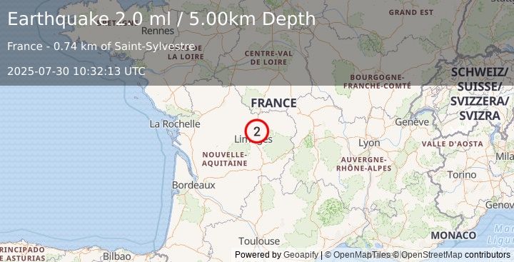 Earthquake FRANCE (2.0 ml) (2025-07-30 10:32:13 UTC)