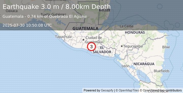 Earthquake GUATEMALA (3.0 m) (2025-07-30 10:50:08 UTC)
