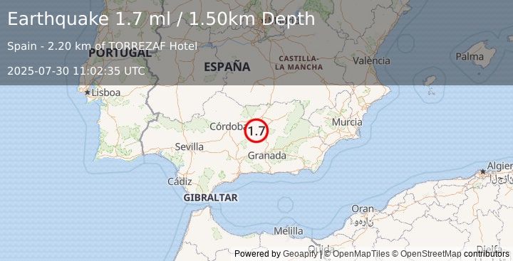 Earthquake SPAIN (1.7 ml) (2025-07-30 11:02:35 UTC)