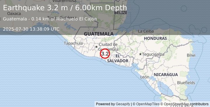 Earthquake GUATEMALA (3.2 m) (2025-07-30 13:38:09 UTC)