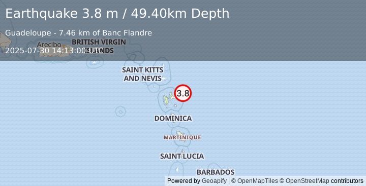 Earthquake GUADELOUPE REGION, LEEWARD ISL. (3.8 m) (2025-07-30 14:13:00 UTC)