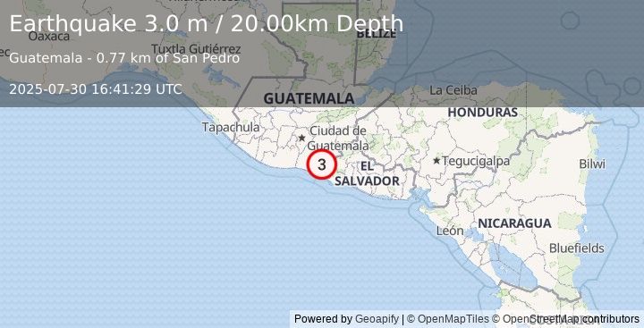 Earthquake GUATEMALA (3.0 m) (2025-07-30 16:41:28 UTC)