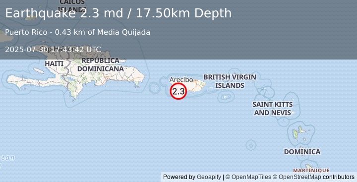 Earthquake PUERTO RICO (2.3 md) (2025-07-30 17:43:42 UTC)