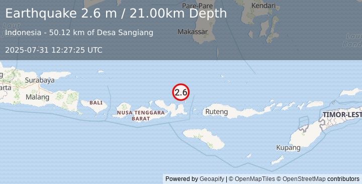 Earthquake FLORES SEA (2.6 m) (2025-07-31 12:27:25 UTC)