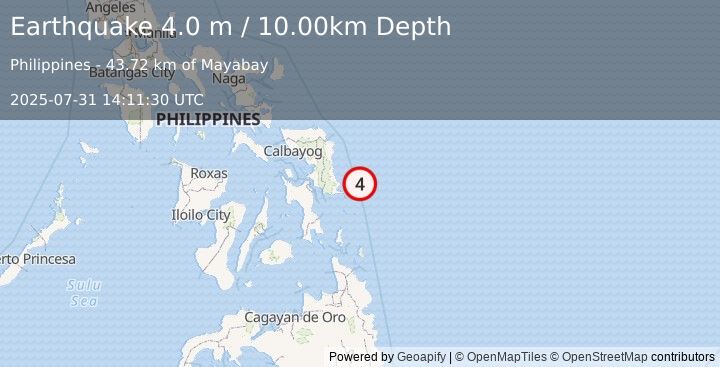 Earthquake PHILIPPINE ISLANDS REGION (4.0 m) (2025-07-31 14:11:30 UTC)
