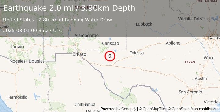Earthquake WESTERN TEXAS (2.0 ml) (2025-08-01 00:35:27 UTC)